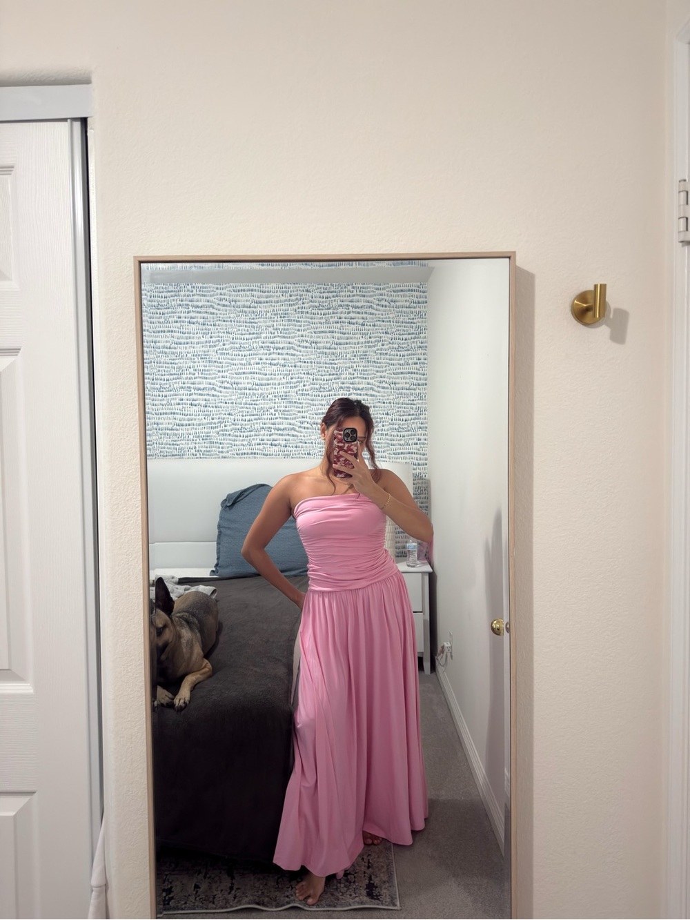 Strapless Pink Maxi Dress